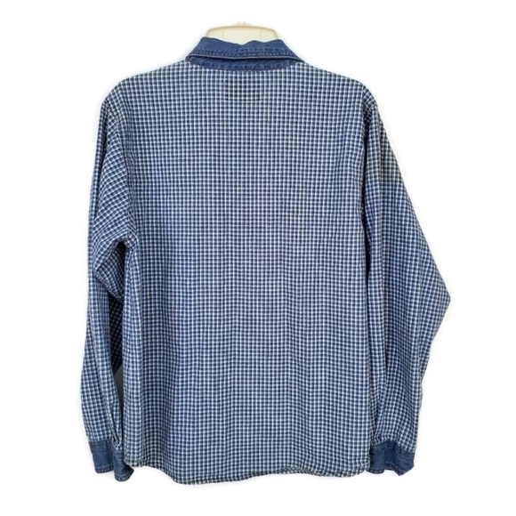 VINTAGE Denim Checkered Button Down Size L - EUC! - Picture 2 of 8